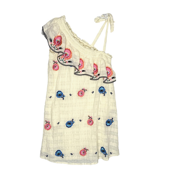 Plenty Tracy‎ Reese Dress Girls 7/8 Cream Pink Blue Floral Ruffle Boho Peasant - Picture 1 of 6